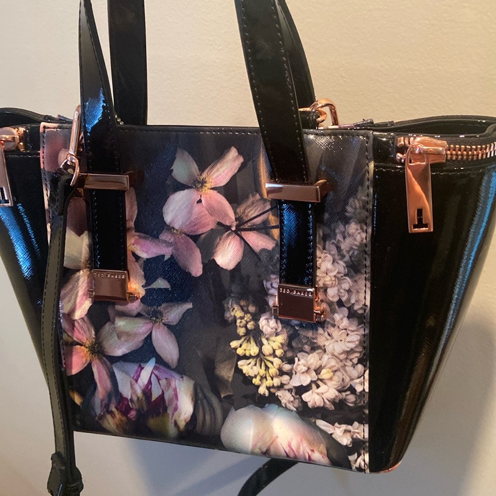 Ted Baker London Floral Shoulder Bag - Black and Pink - Picture 3 of 9